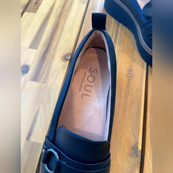 Soul Naturalizer Womens Black Platform Leather Loafers with Buckle Size 7 - Picture 4 of 5